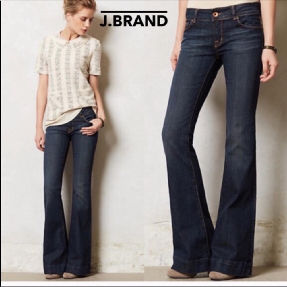 J Brand Love Story Wide Leg/Flared Denim Jeans. Dark Wash. size: 31 Bell Bottom